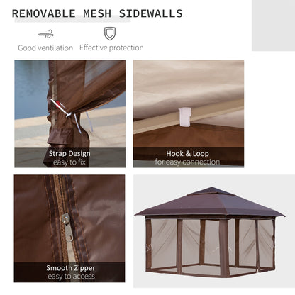 Tenda parasole Outsunny Pop Up Canopy da 12' x 12', pieghevole istantanea, con rete laterale in rete, altezza regolabile su 3 livelli