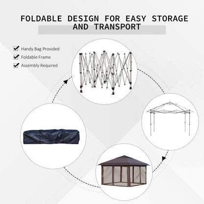Tenda parasole Outsunny Pop Up Canopy da 12' x 12', pieghevole istantanea, con rete laterale in rete, altezza regolabile su 3 livelli