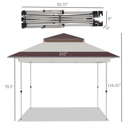 Tenda parasole Outsunny Pop Up Canopy da 12' x 12', pieghevole istantanea, con rete laterale in rete, altezza regolabile su 3 livelli