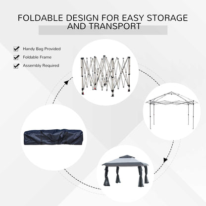 Tenda parasole Outsunny Pop Up Canopy da 12' x 12', pieghevole istantanea, con rete laterale in rete, altezza regolabile su 3 livelli