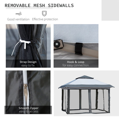 Tenda parasole Outsunny Pop Up Canopy da 12' x 12', pieghevole istantanea, con rete laterale in rete, altezza regolabile su 3 livelli