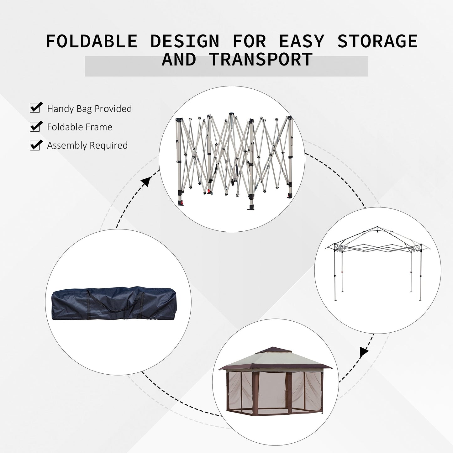 Tenda parasole Outsunny Pop Up Canopy da 12' x 12', pieghevole istantanea, con rete laterale in rete, altezza regolabile su 3 livelli