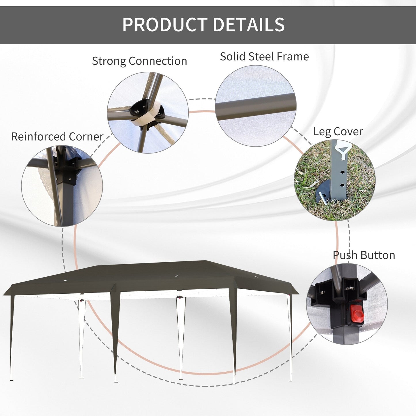 Tendalino pieghevole Outsunny Heavy Duty con telaio robusto, tetto anti-UV, borsa per il trasporto per patio, cortile, spiaggia, giardino