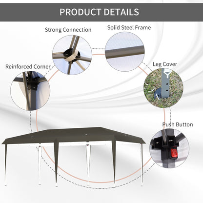Tendalino pieghevole Outsunny Heavy Duty con telaio robusto, tetto anti-UV, borsa per il trasporto per patio, cortile, spiaggia, giardino