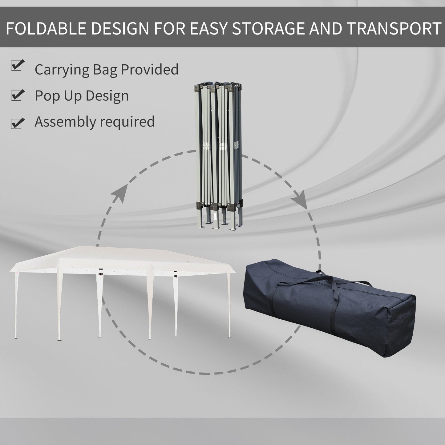 Tendalino pieghevole Outsunny Heavy Duty con telaio robusto, tetto anti-UV, borsa per il trasporto per patio, cortile, spiaggia, giardino