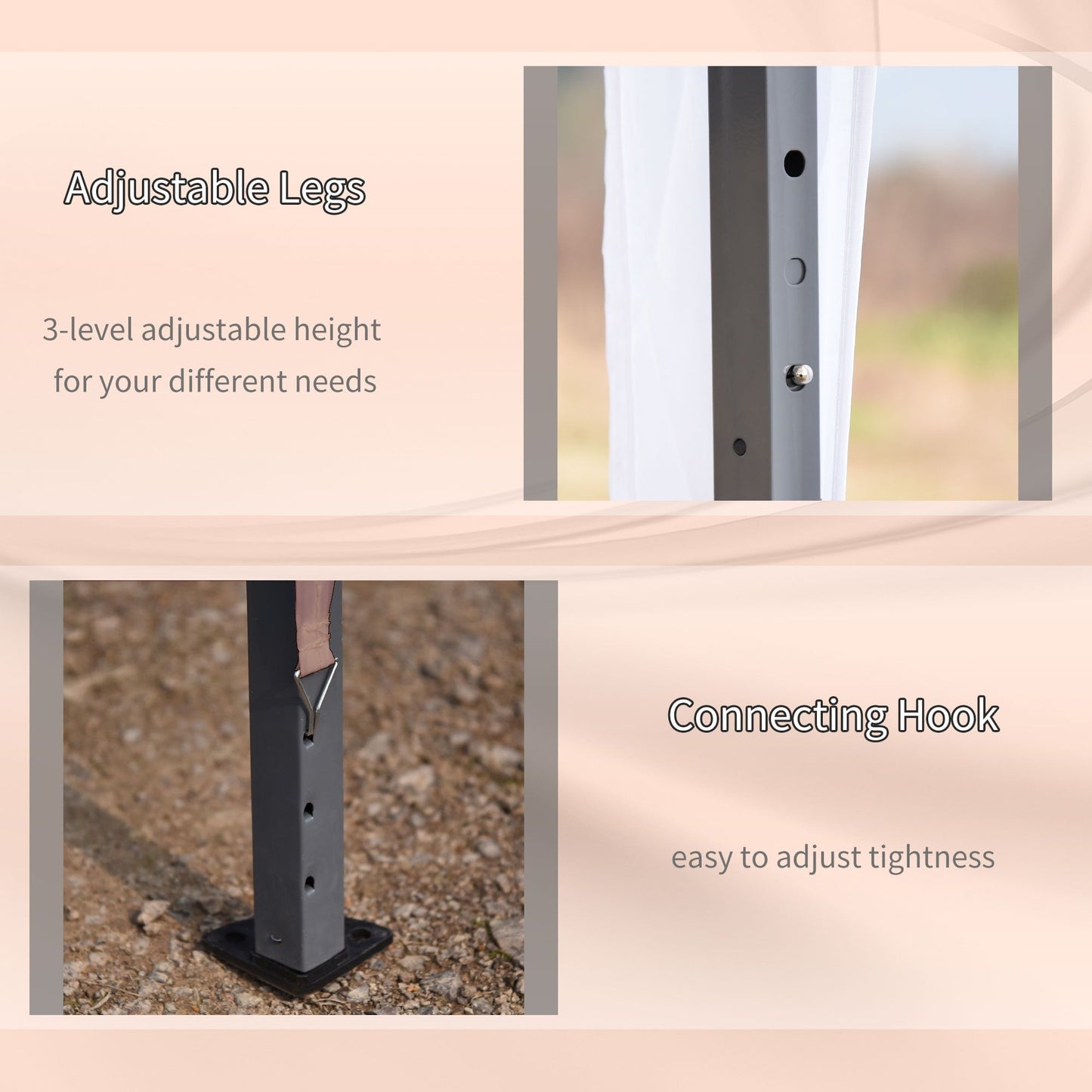 Tendalino pieghevole Outsunny Heavy Duty con telaio robusto, tetto anti-UV, borsa per il trasporto per patio, cortile, spiaggia, giardino