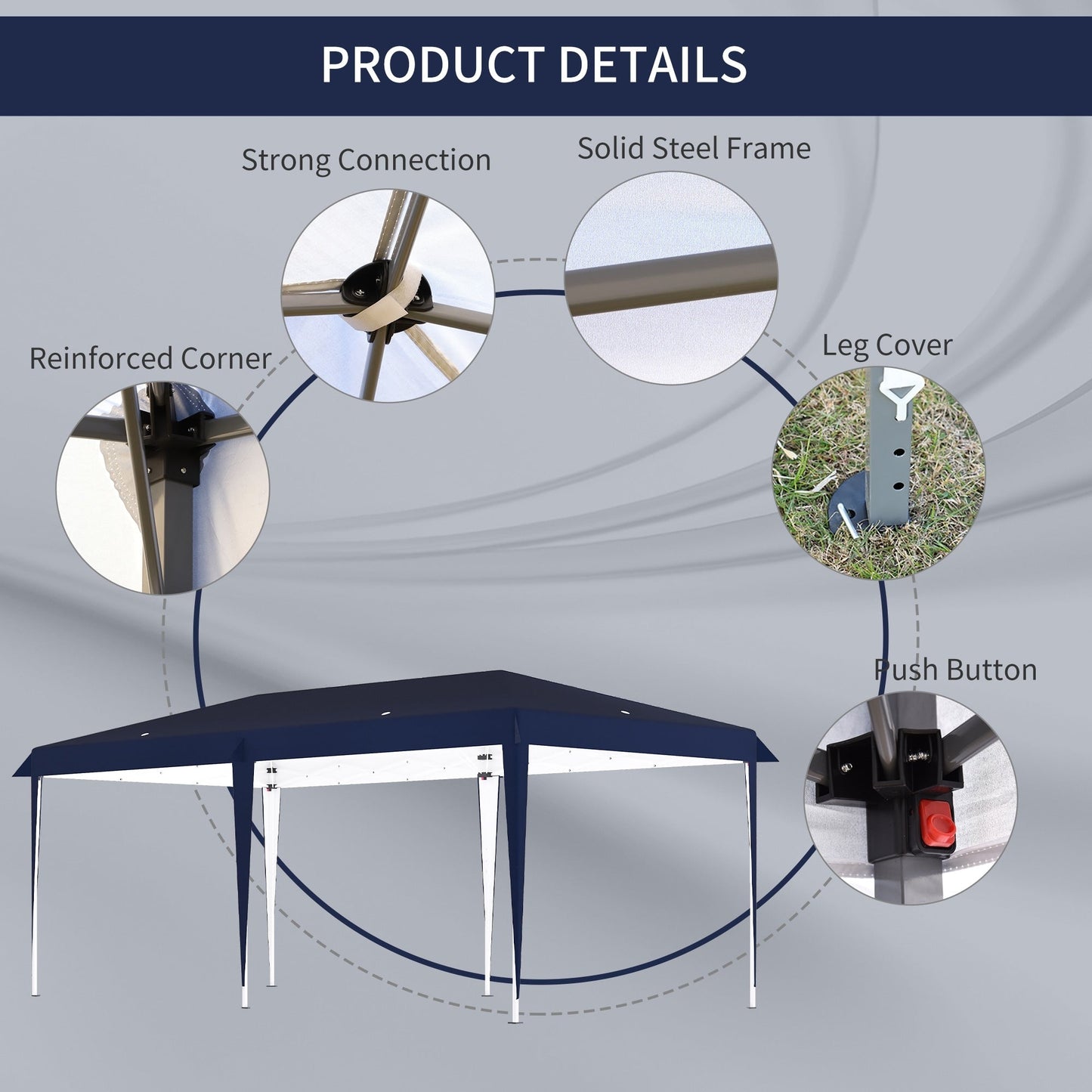 Tendalino pieghevole Outsunny Heavy Duty con telaio robusto, tetto anti-UV, borsa per il trasporto per patio, cortile, spiaggia, giardino