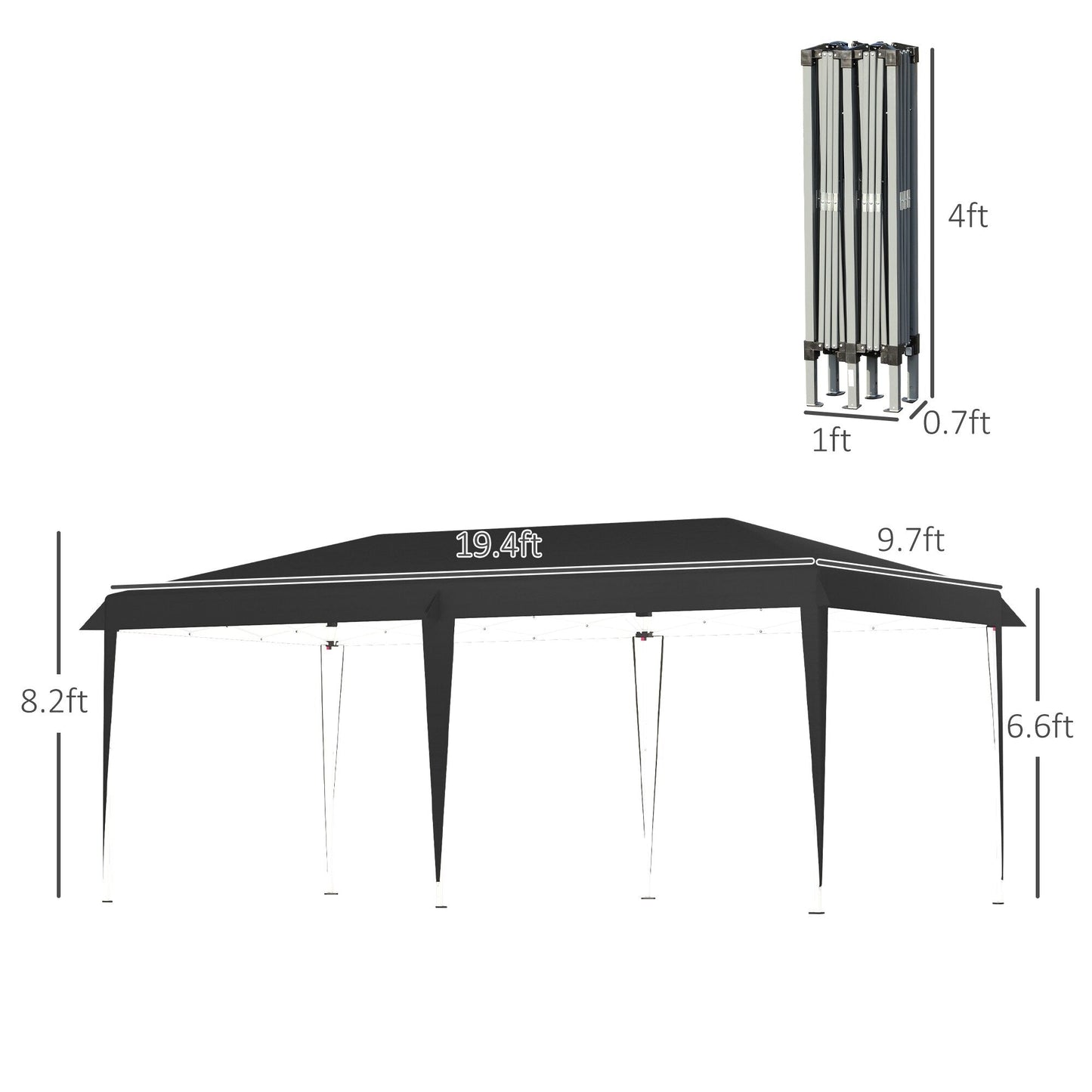 Tendalino pieghevole Outsunny Heavy Duty con telaio robusto, tetto anti-UV, borsa per il trasporto per patio, cortile, spiaggia, giardino