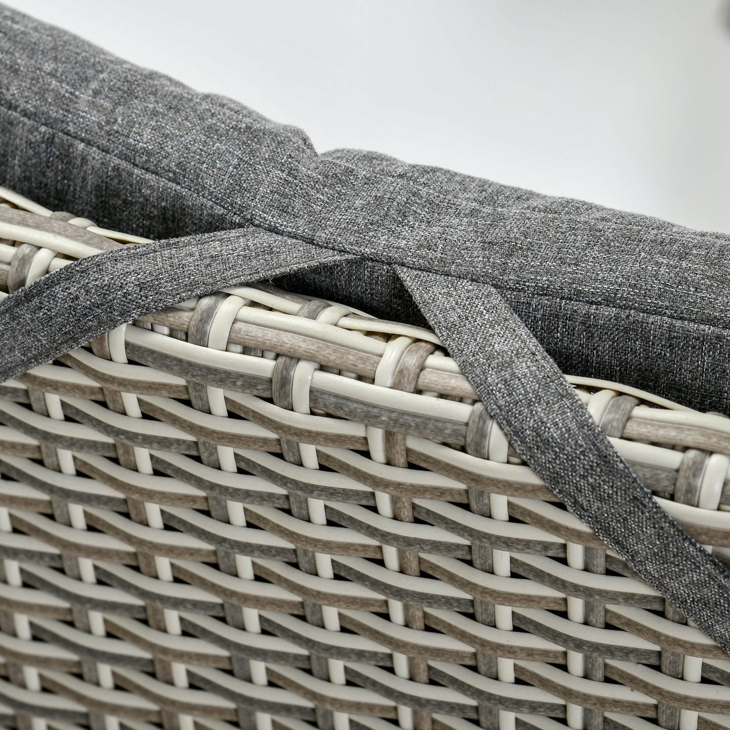 Outsunny Set di 3 divani da giardino in rattan PE, sedie reclinabili da esterno, tavolino da caffè con piano in plastica effetto legno