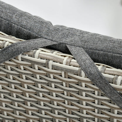 Outsunny Set di 3 divani da giardino in rattan PE, sedie reclinabili da esterno, tavolino da caffè con piano in plastica effetto legno