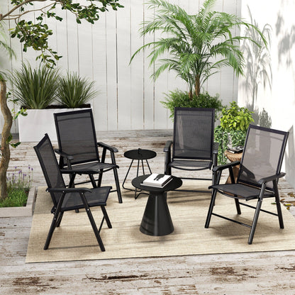 Set di 4 sedie pieghevoli da giardino Outsunny dal design semplice ed elegante, comode per il terrazzo, il giardino, il cortile e i viaggi