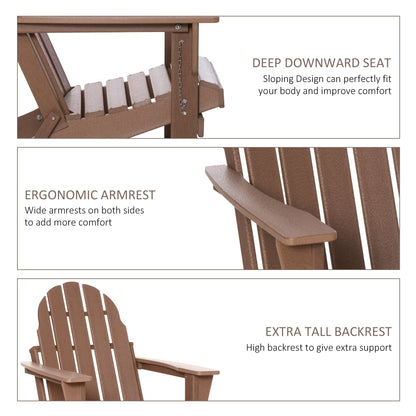 Sedia pieghevole Adirondack Outsunny, sedie da spiaggia in plastica HDPE per esterni adatte a tutte le stagioni, per patio, terrazza e mobili da giardino