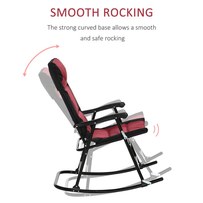 Set di sedie a dondolo pieghevoli Outsunny con seduta e schienale imbottiti, cuscino