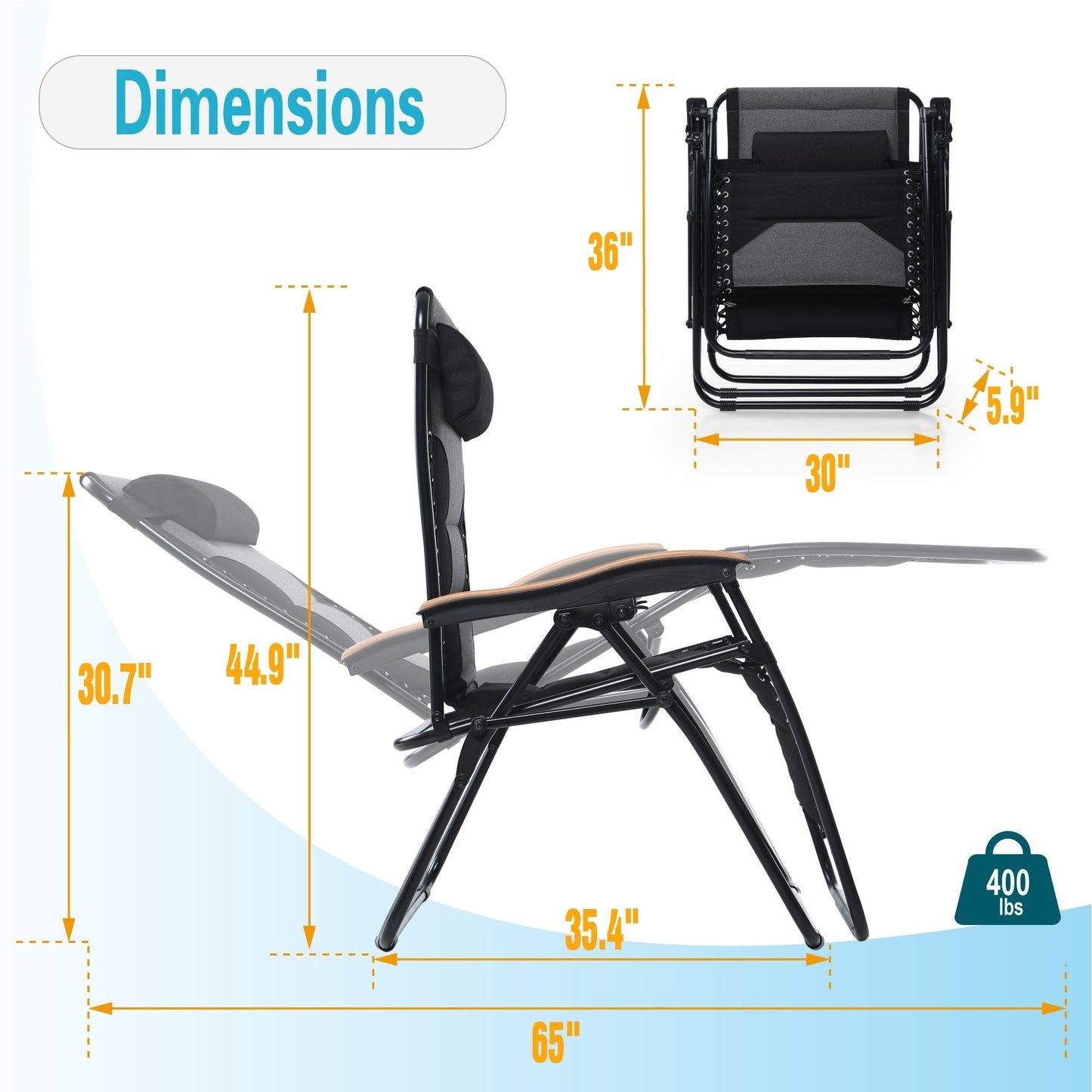 Poltrona reclinabile regolabile con braccioli larghi e portabicchieri, imbottita, oversize XL, a gravità zero - N/D