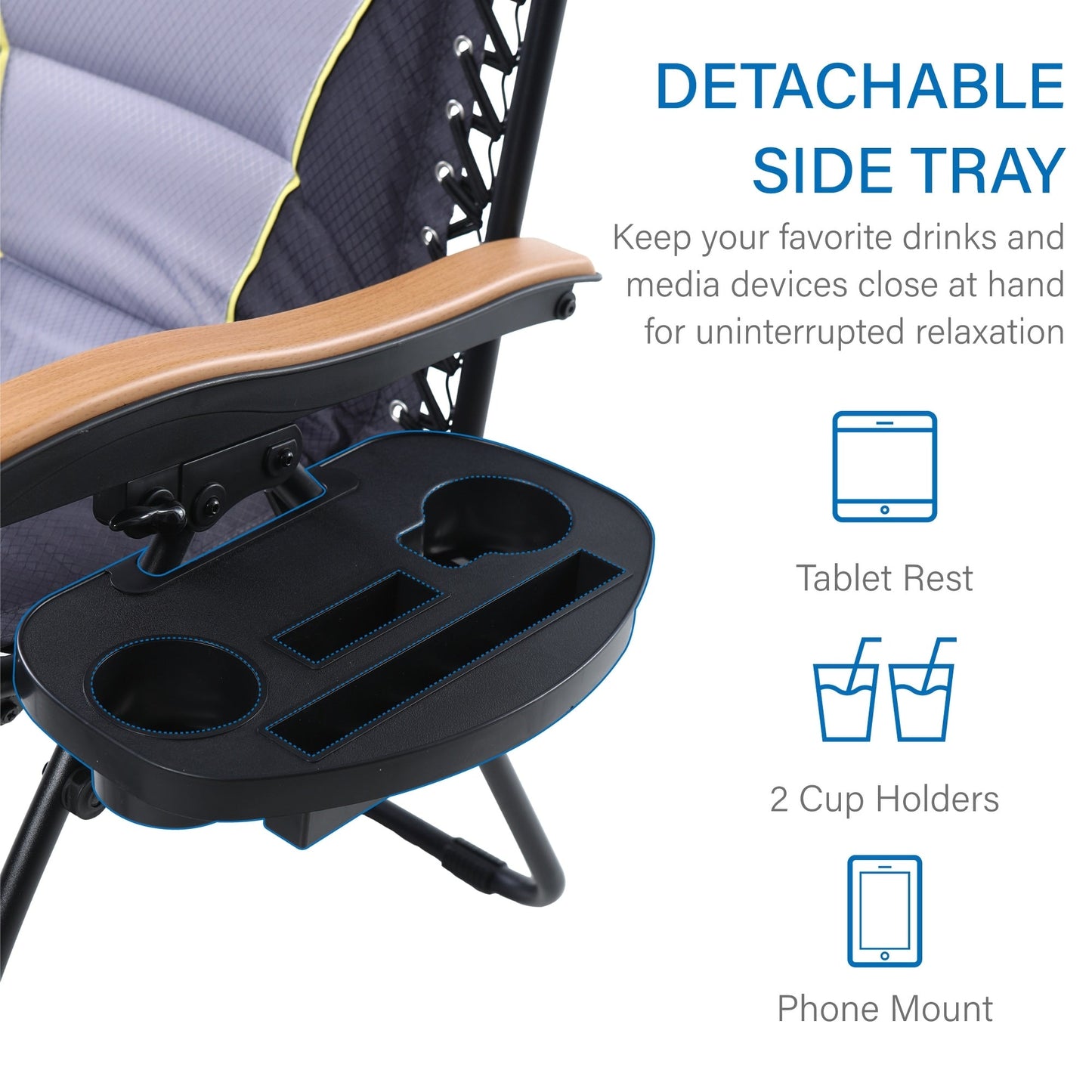 Poltrona reclinabile regolabile con braccioli larghi e portabicchieri, imbottita, oversize XL, a gravità zero - N/D