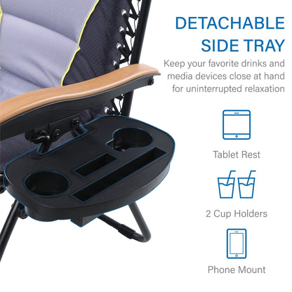 Poltrona reclinabile regolabile con braccioli larghi e portabicchieri, imbottita, oversize XL, a gravità zero - N/D