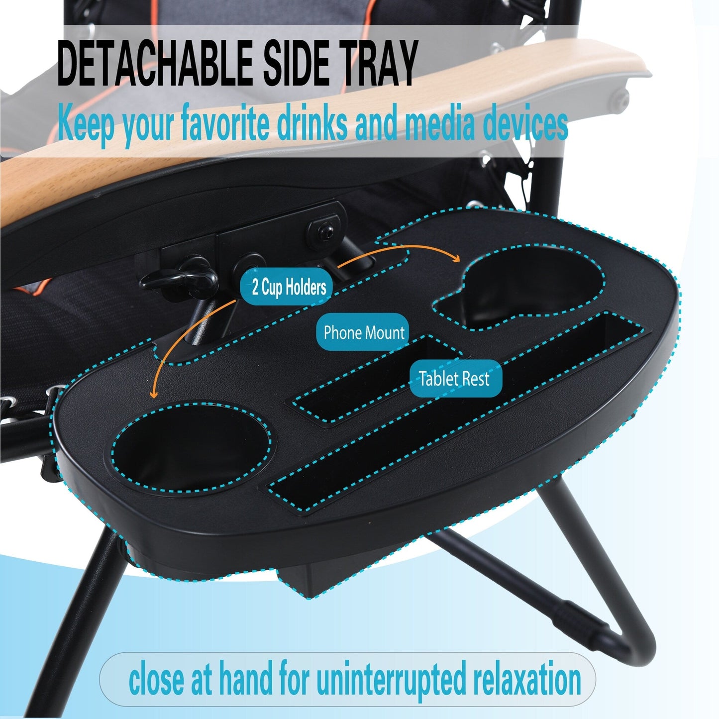 Poltrona reclinabile regolabile con braccioli larghi e portabicchieri, imbottita, oversize XL, a gravità zero - N/D