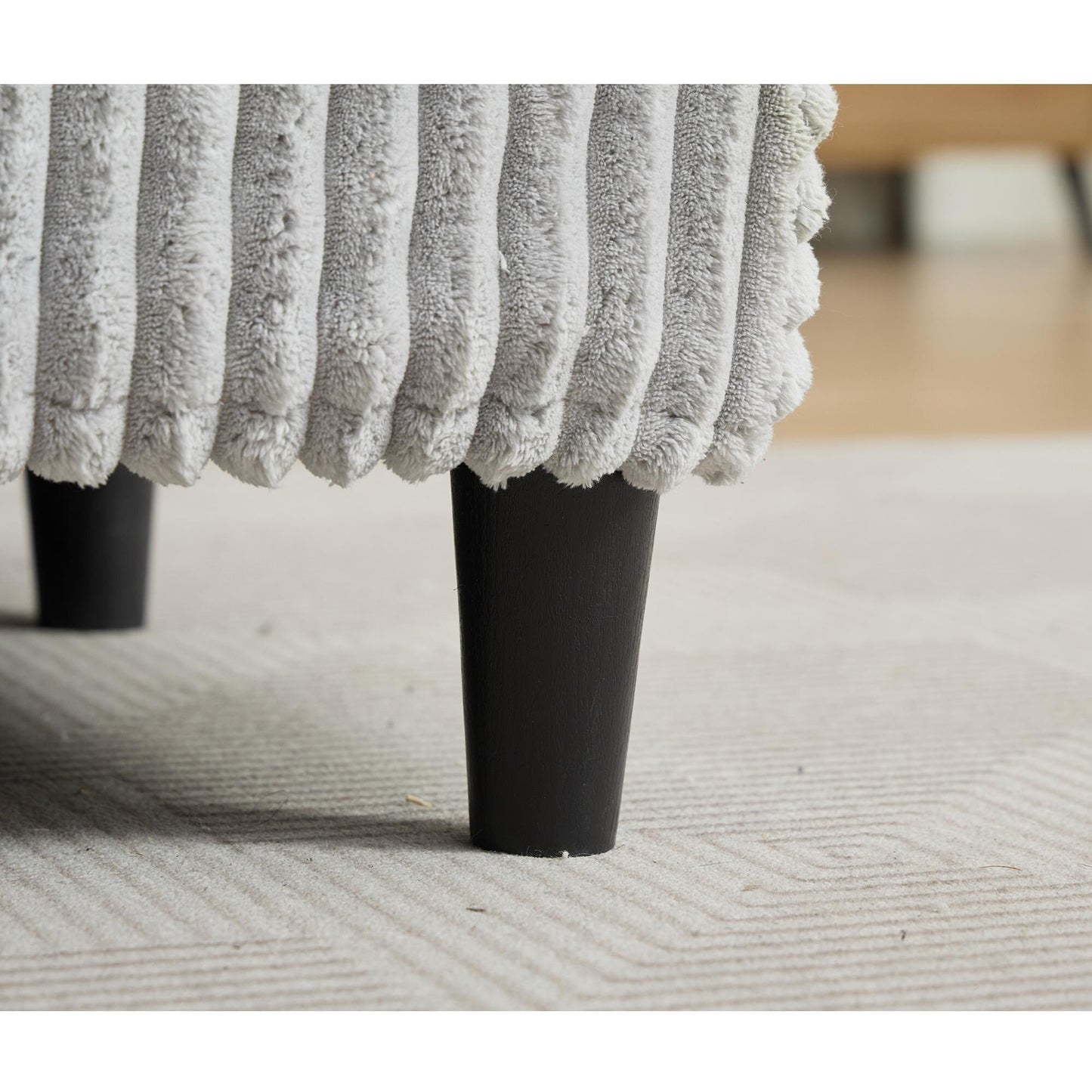 Divano letto regolabile in velluto a coste soffice e chaise longue oversize