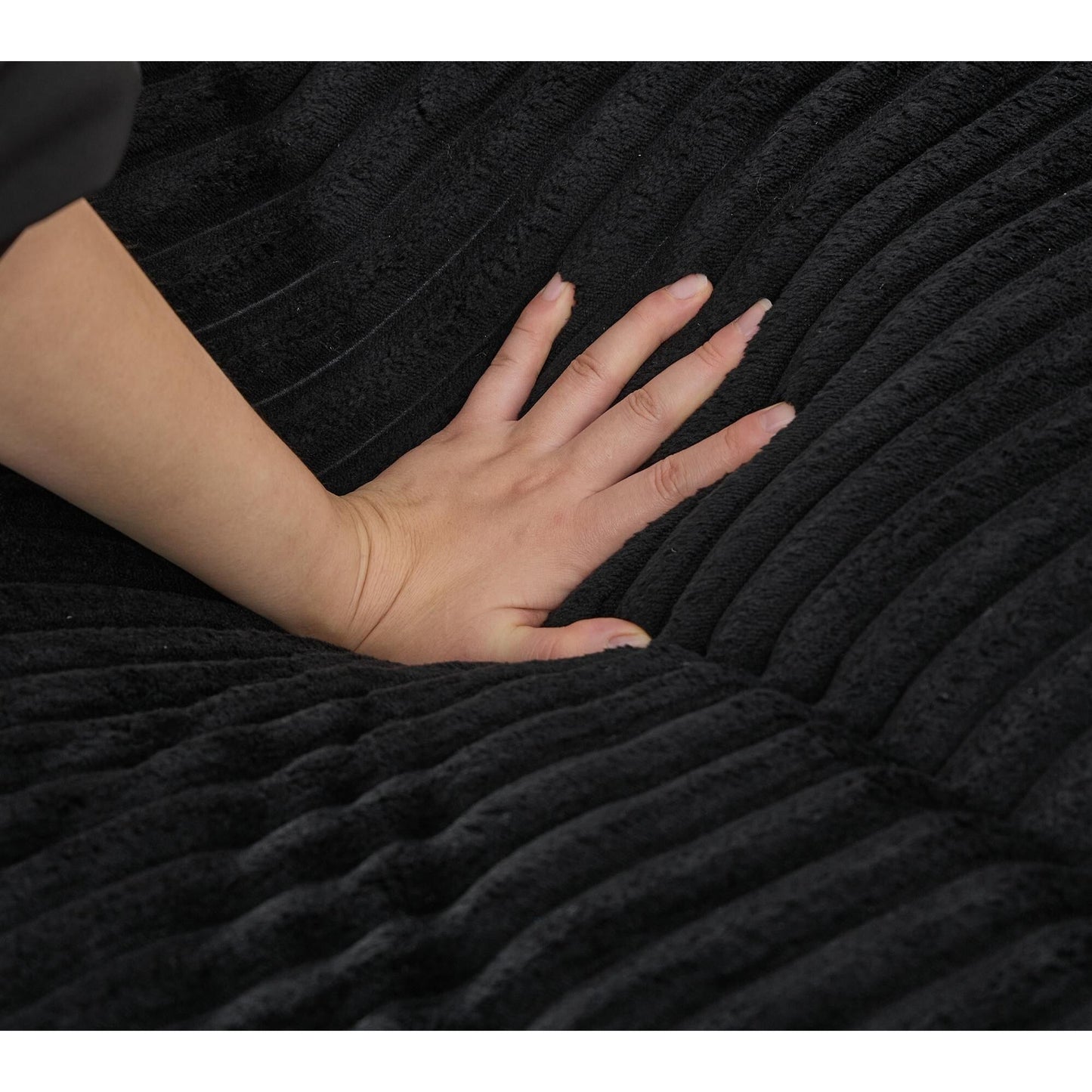 Divano letto regolabile in velluto a coste soffice e chaise longue oversize