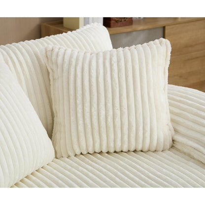 Divano letto regolabile in velluto a coste soffice e chaise longue oversize