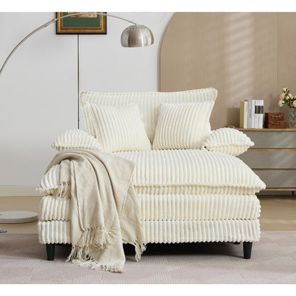 Divano letto regolabile in velluto a coste soffice e chaise longue oversize