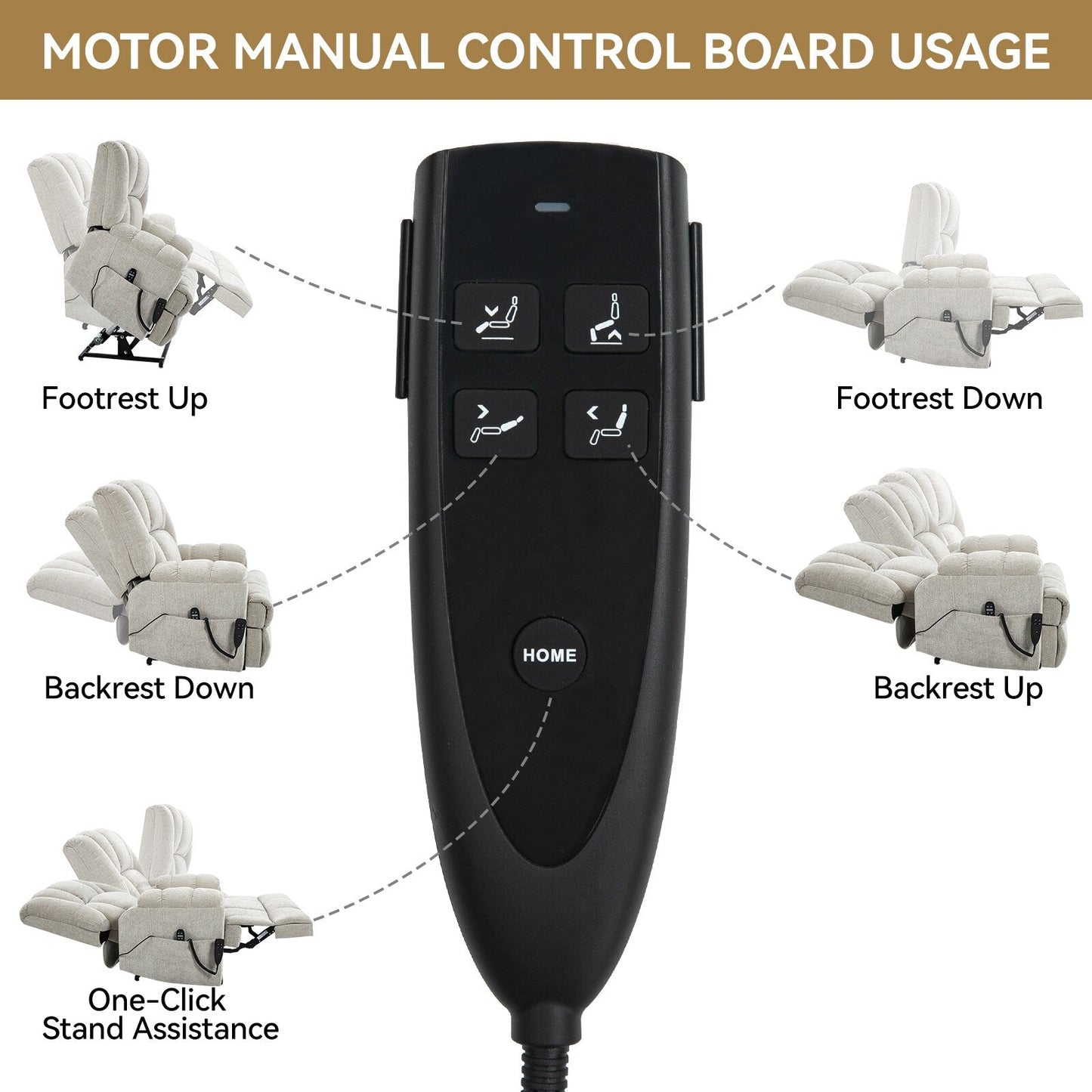 Poltrona reclinabile elettrica Chenille di grandi dimensioni con massaggio e riscaldamento lombare, reclinazione a posizioni infinite