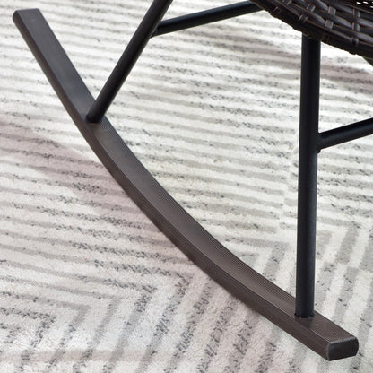 Set da bistrot OVIOS con sedia a dondolo da giardino da 3 pezzi e tavolino in vetro