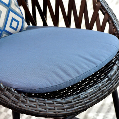 Set da bistrot OVIOS con sedia a dondolo da giardino da 3 pezzi e tavolino in vetro