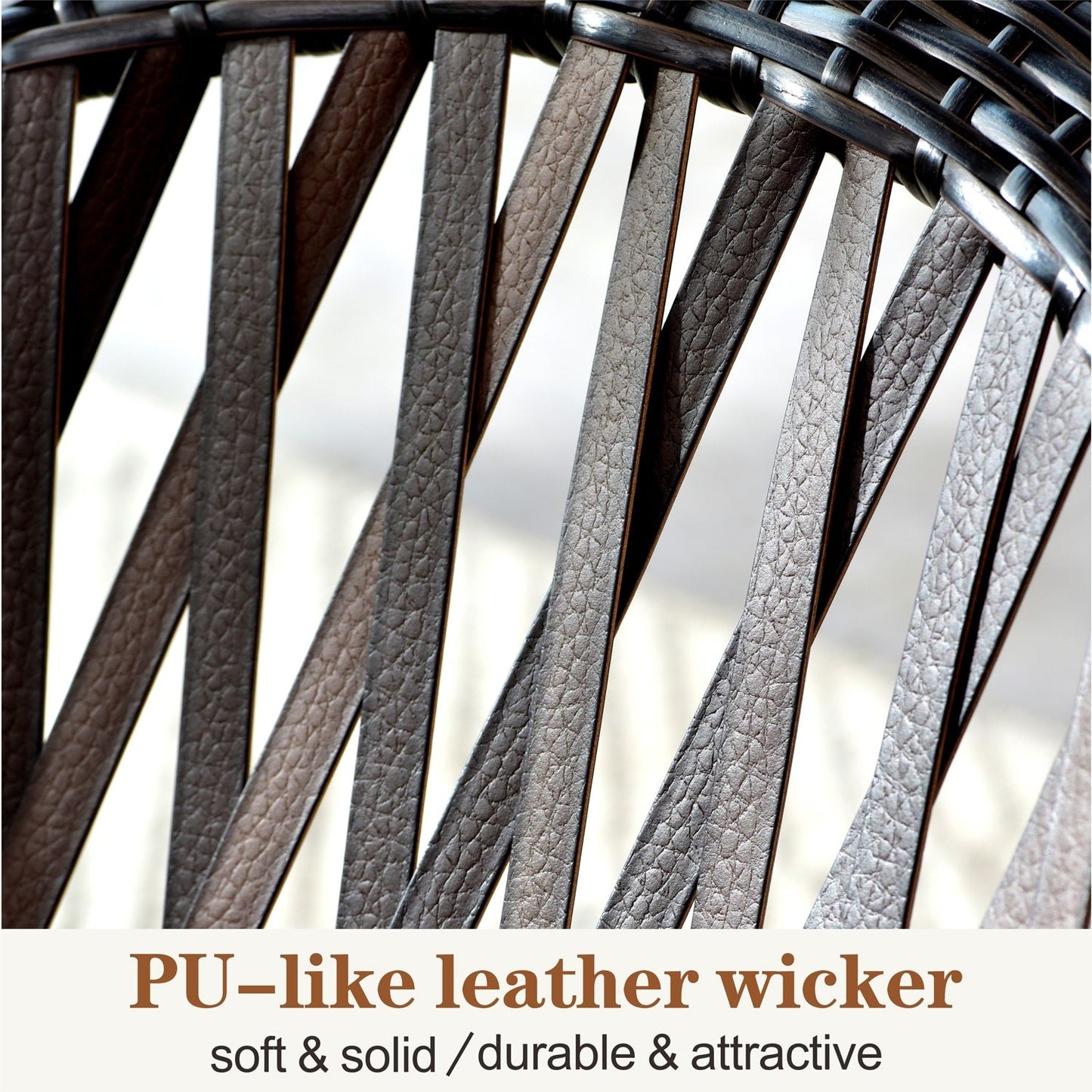 Set da bistrot OVIOS con sedia a dondolo da giardino da 3 pezzi e tavolino in vetro