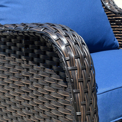 Set da conversazione OVIOS da 5 pezzi con schienale alto in vimini per patio