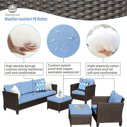 Set di 5 mobili da giardino in vimini con schienale alto OVIOS