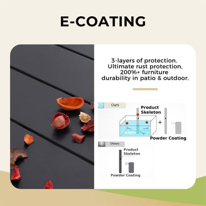 MAISON ARTS Set da pranzo per patio da 6 pezzi con ombrellone a 3 livelli e inclinazione automatica da 10 piedi: 4 sedie da esterno in metallo, 1 tavolo da pranzo quadrato in metallo