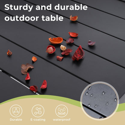 MAISON ARTS Set da pranzo per patio da 6 pezzi con ombrellone a 3 livelli e inclinazione automatica da 10 piedi: 4 sedie da esterno in metallo, 1 tavolo da pranzo quadrato in metallo