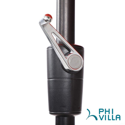 MAISON ARTS Set da pranzo per patio da 6 pezzi con ombrellone a 3 livelli e inclinazione automatica da 10 piedi: 4 sedie da esterno in metallo, 1 tavolo da pranzo quadrato in metallo