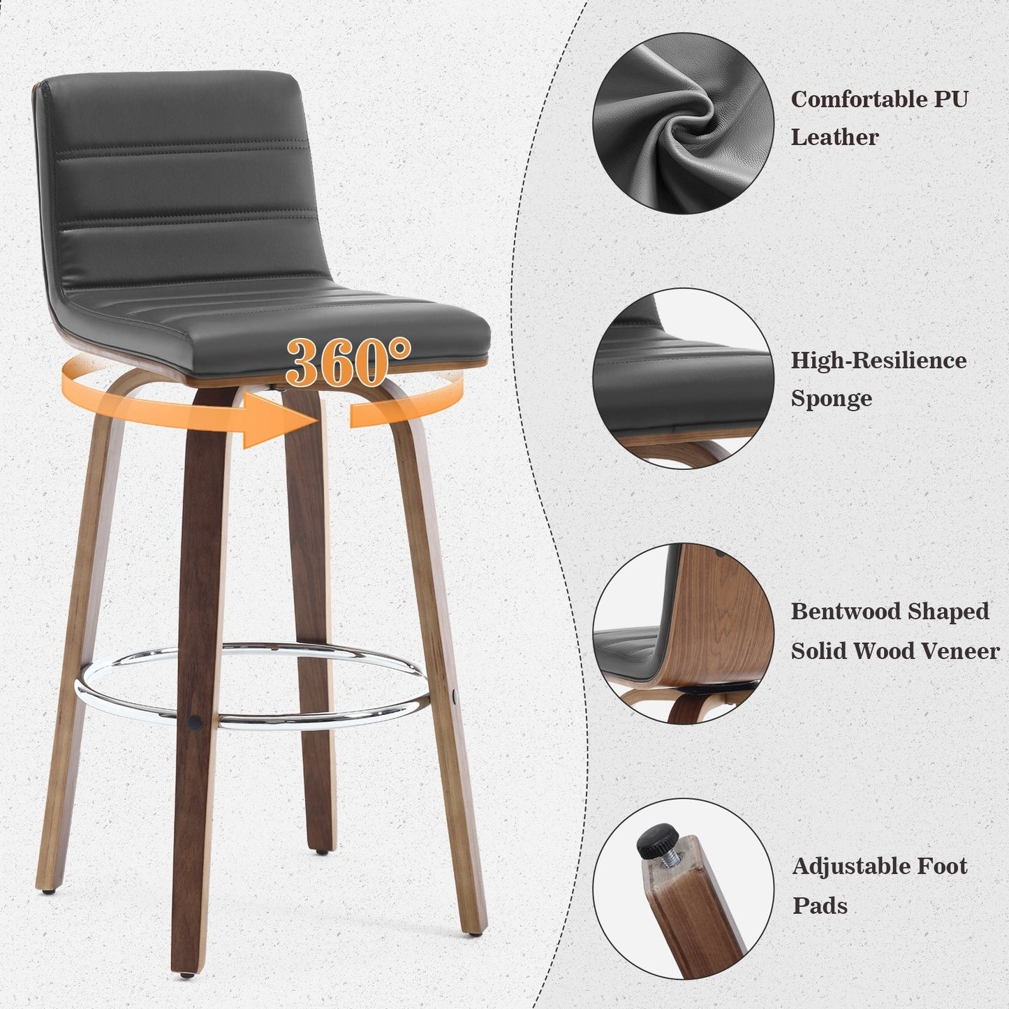 26/29 Sgabelli da bar/bancone girevoli in similpelle, set da 2/3