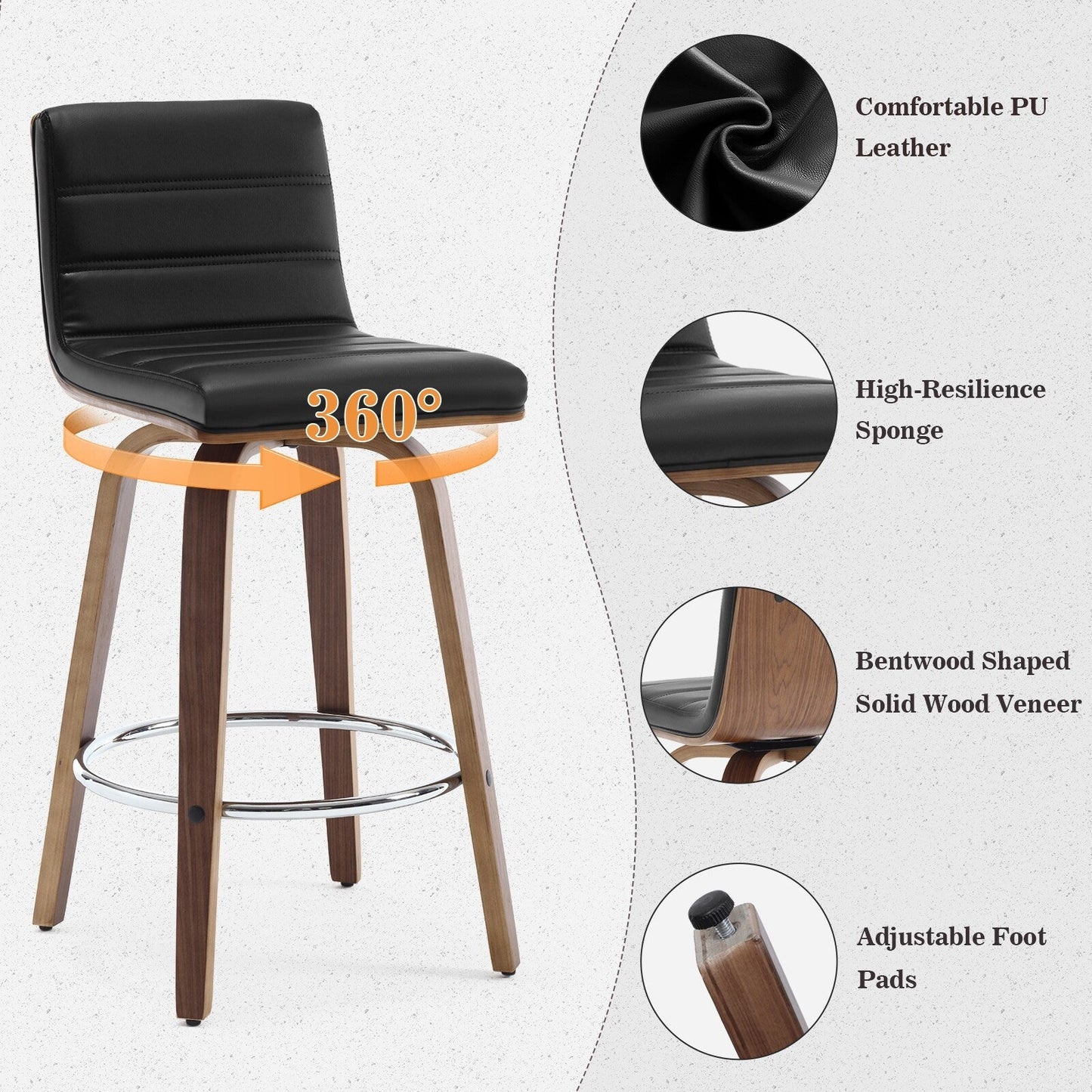 26/29 Sgabelli da bar/bancone girevoli in similpelle, set da 2/3