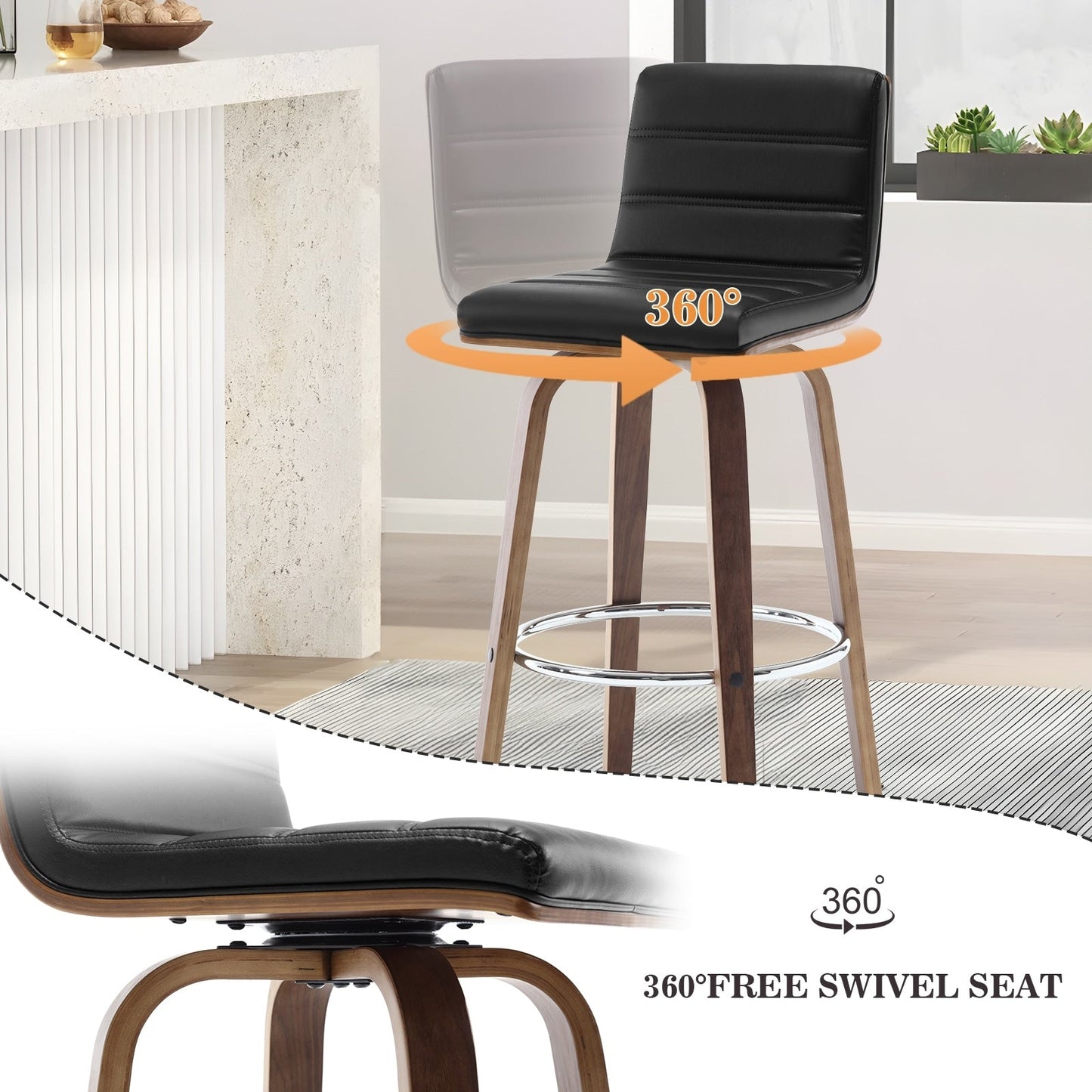 26/29 Sgabelli da bar/bancone girevoli in similpelle, set da 2/3