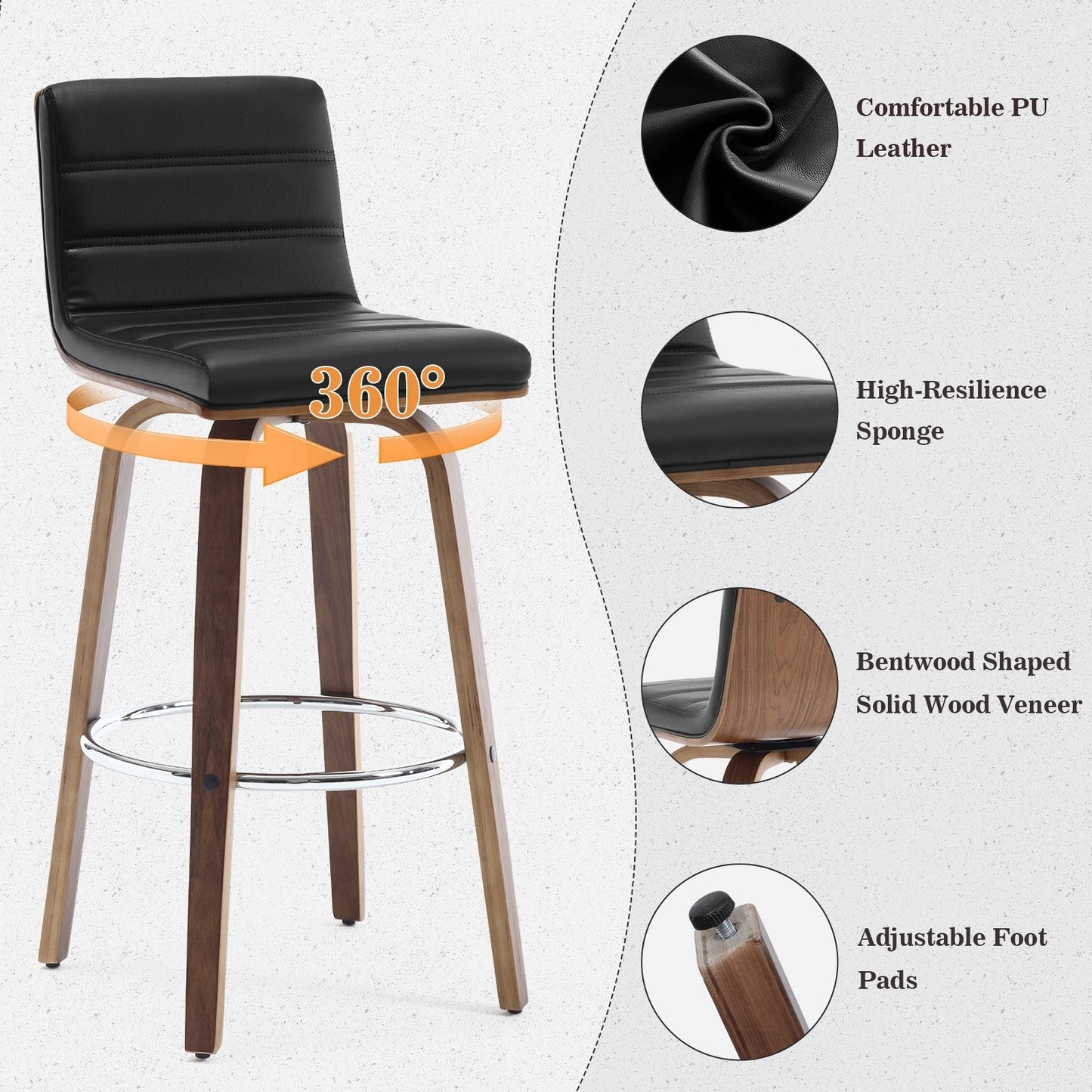 26/29 Sgabelli da bar/bancone girevoli in similpelle, set da 2/3