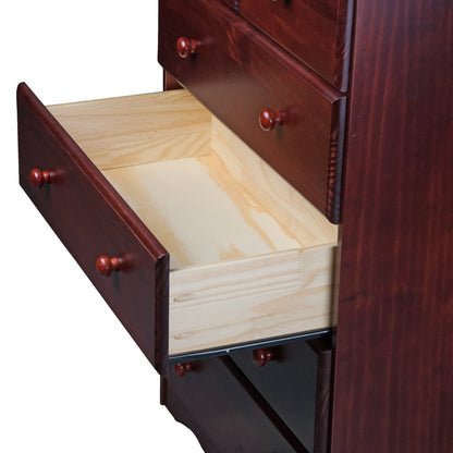 Comò Palace Imports in legno massello al 100% con 5 cassetti e pomelli in metallo o legno