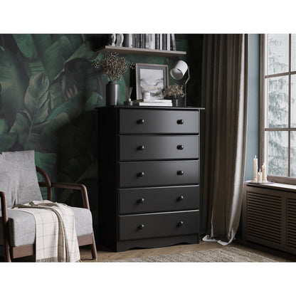 Comò Palace Imports in legno massello al 100% con 5 cassetti e pomelli in metallo o legno