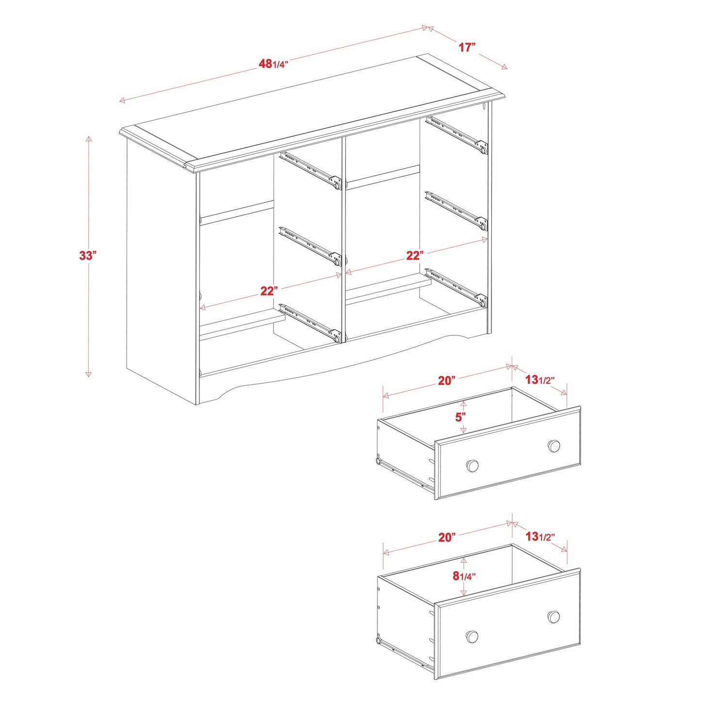 Comò a 6 cassetti in legno massello al 100% di Palace Imports