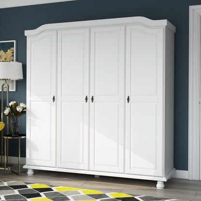 Armadio guardaroba Kyle a 4 ante in legno massello al 100% di Palace Imports con ante in legno massello o a specchio