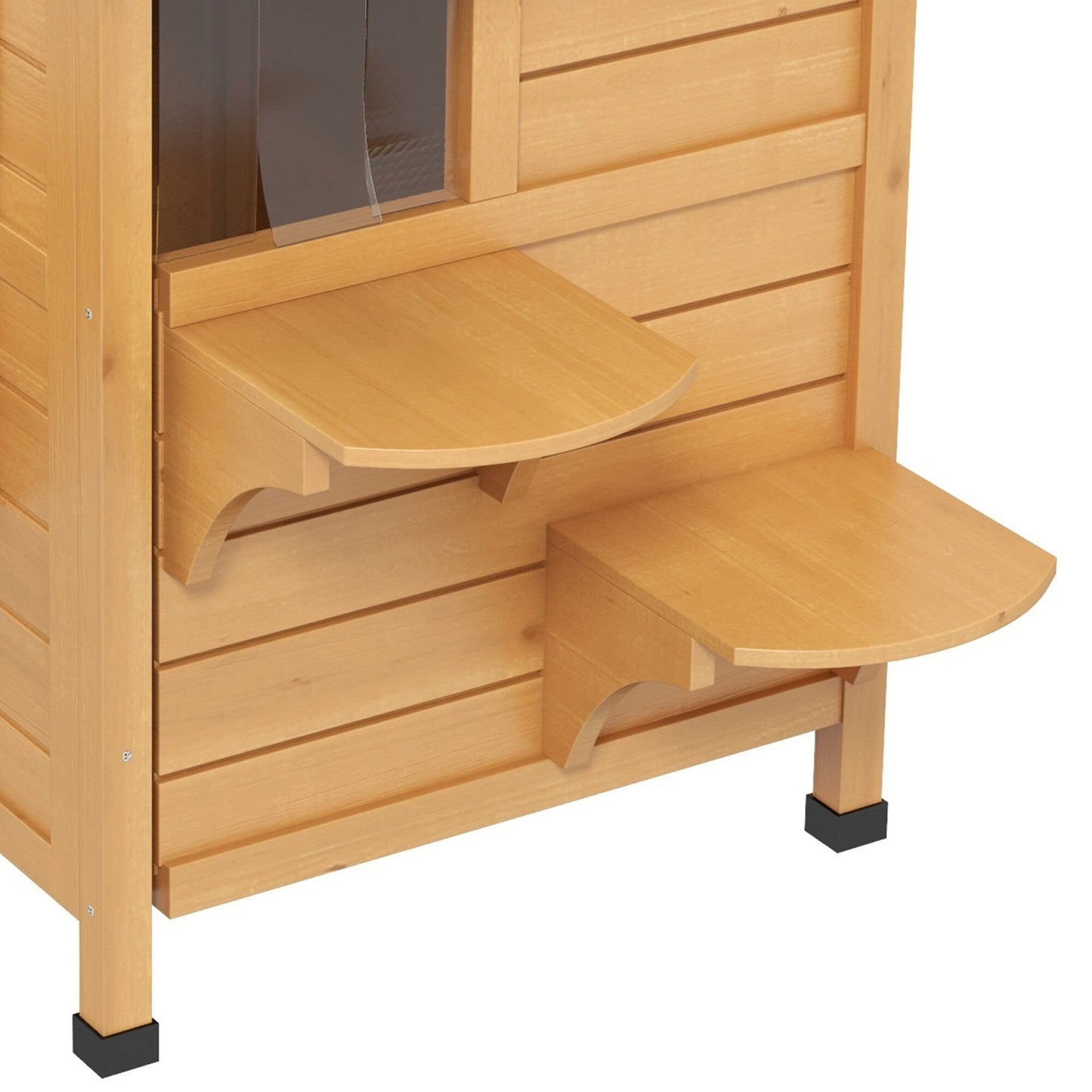 PawHut Fir Wood - Cuccia per gatti da esterno a 2 piani, rifugio in legno per gatti selvatici con tetto apribile in asfalto per interni/esterni, bianco/grigio