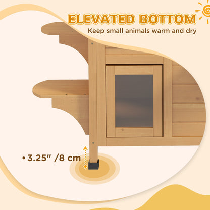 PawHut Fir Wood - Cuccia per gatti da esterno a 2 piani, rifugio in legno per gatti selvatici con tetto apribile in asfalto per interni/esterni, bianco/grigio