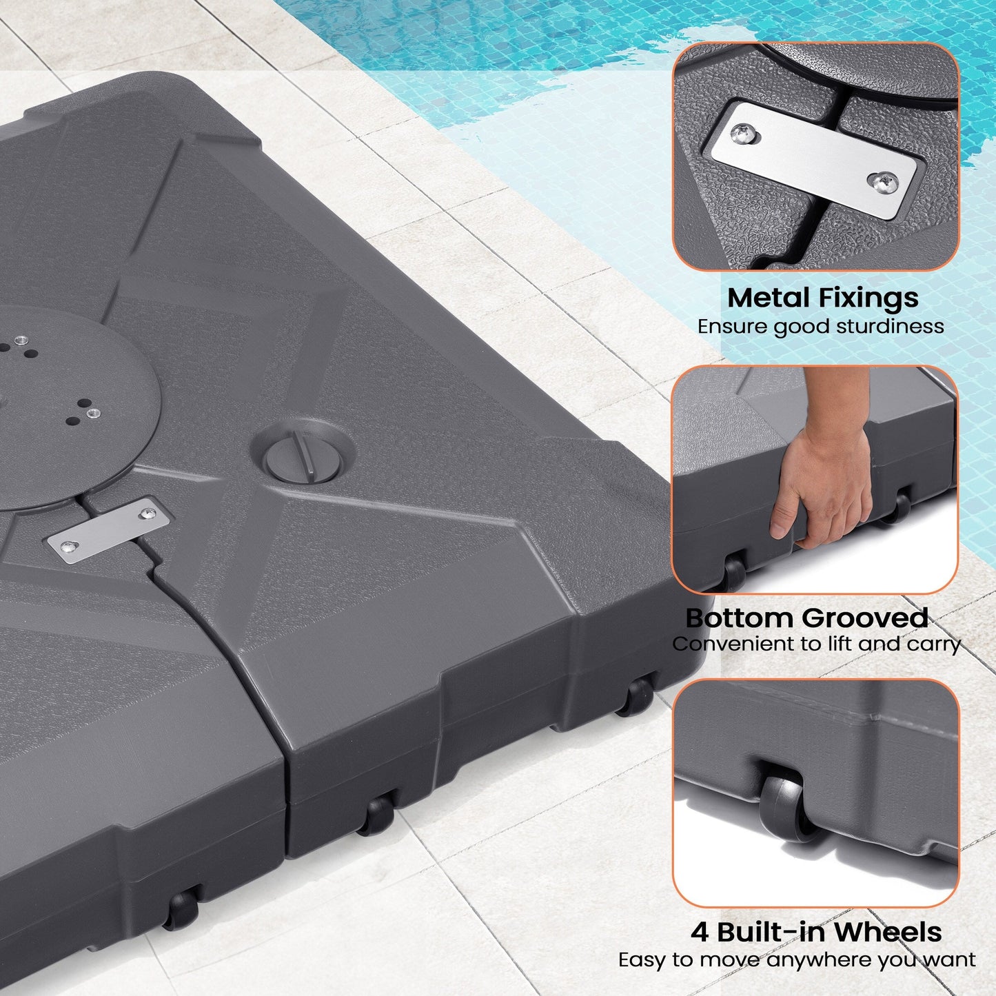 Base per ombrellone a sbalzo da 220 libbre con ruote per patio Pellebant - N/D