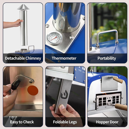 Forno per pizza a legna da esterno, forno per pizza portatile con pala per pizza e borsa per il trasporto - 16 pollici