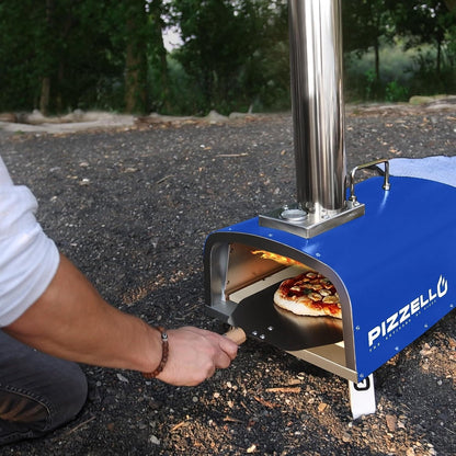 Forno per pizza multicombustibile da esterno, con bruciatore a gas e contenitore per legna, 12 pollici