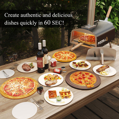 Forno per pizza multicombustibile da esterno, con bruciatore a gas e contenitore per legna, 12 pollici