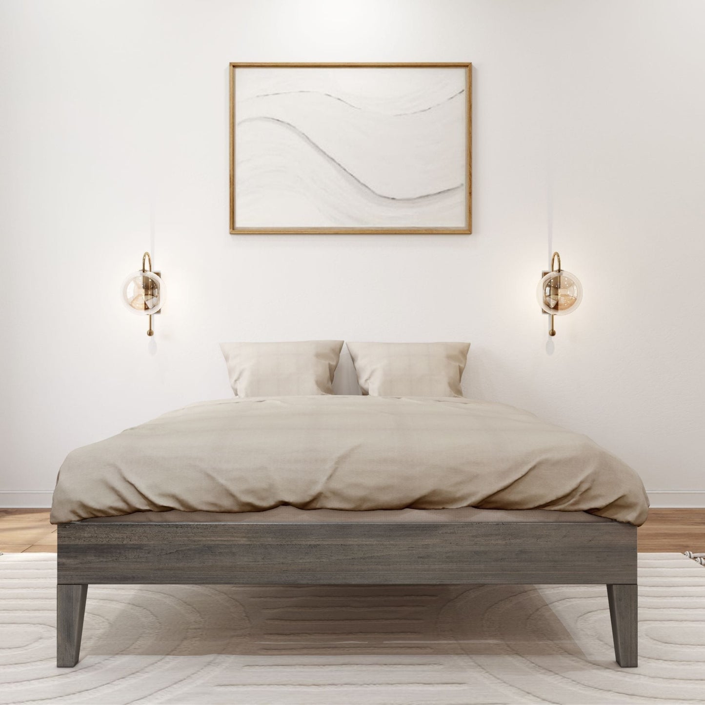 Letto a piattaforma full-size con travi e assi