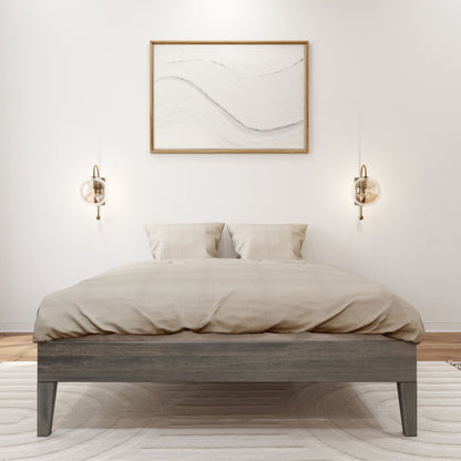 Letto a piattaforma full-size con travi e assi